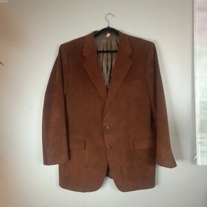 Vintage Sullivans Chocolare Brown Suede Fabric Silky Lined Two Button Blazer L
